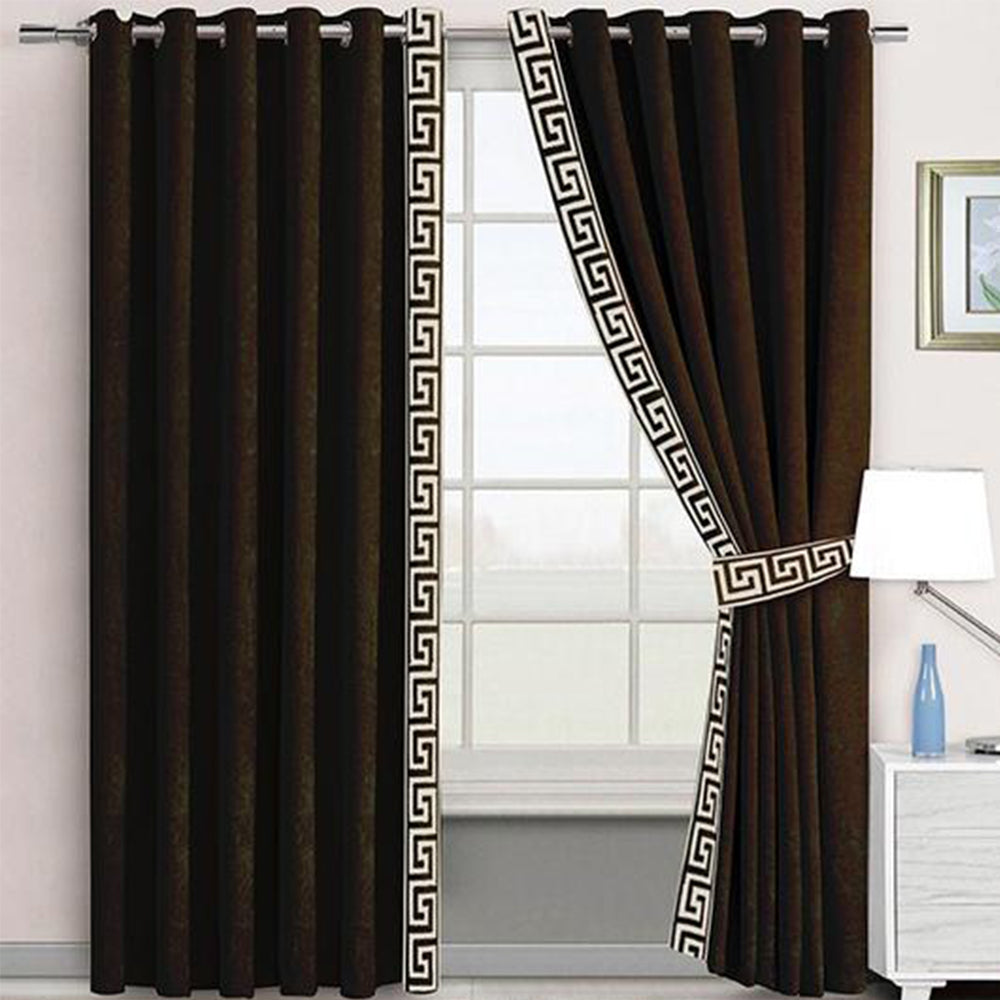 2 Pieces Premium splendid velvet curtain Panels & 2 Belts-Brown