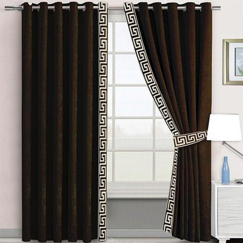 2 Pieces Premium splendid velvet curtain Panels & 2 Belts-Brown