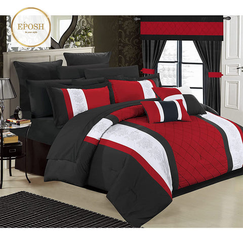 Luxury Embroidered Duvet Set - Red and Black