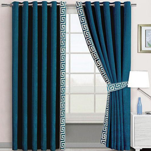 2 Pieces Premium splendid velvet curtain Panels & 2 Belts-Teal
