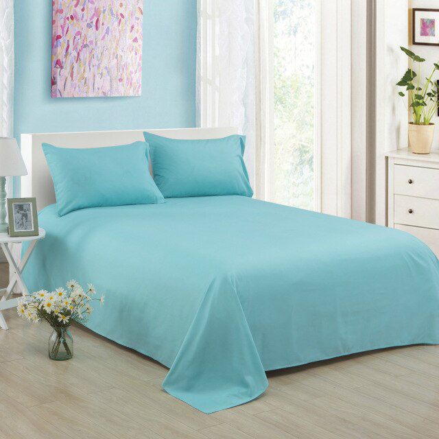 Rich Cotton Plain Bedsheet Set - Lake Blue