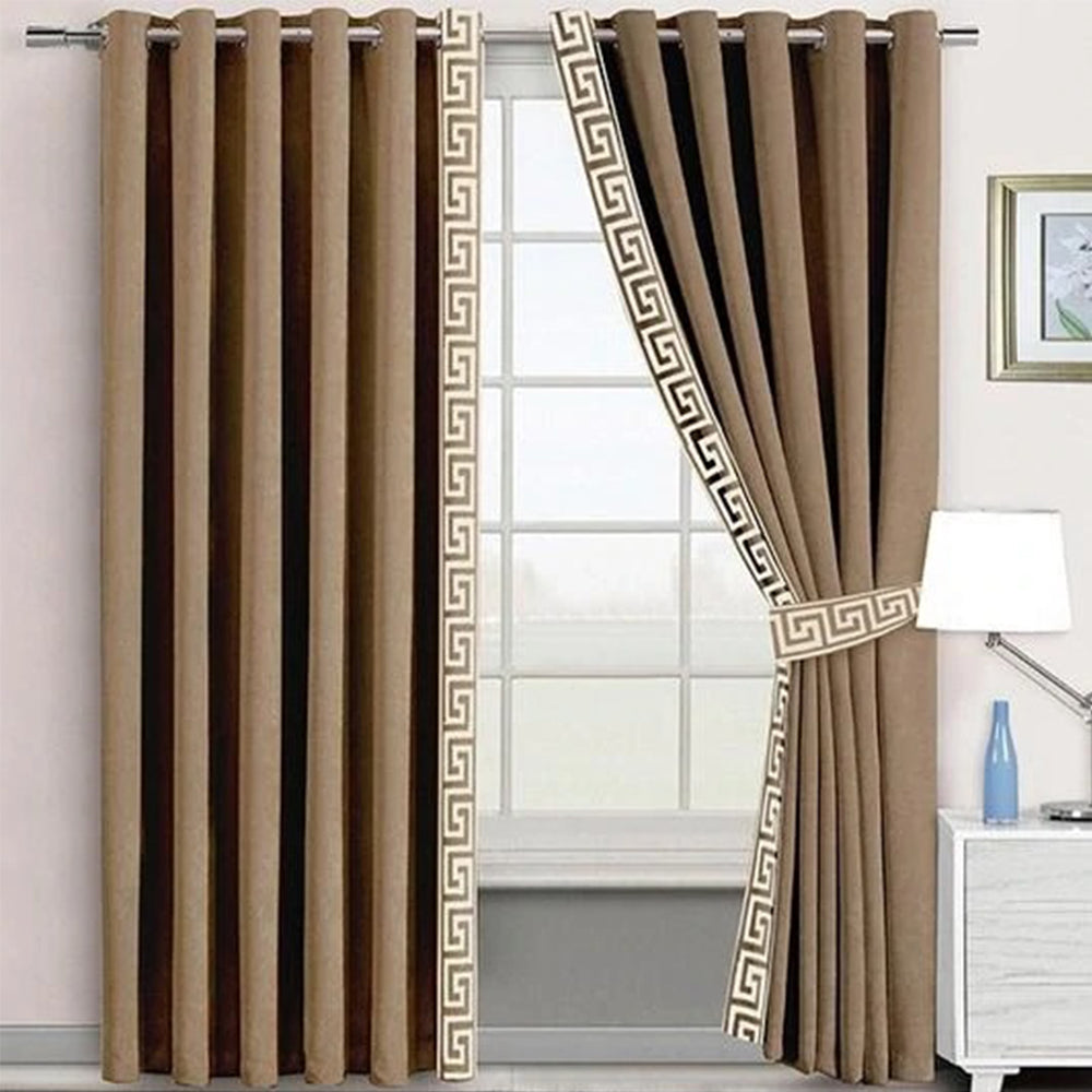 2 Pieces Premium splendid velvet curtain Panels & 2 Belts-Camel