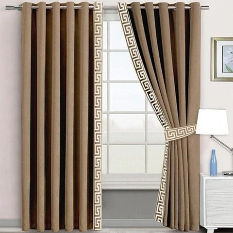 2 Pieces Premium splendid velvet curtain Panels & 2 Belts-Camel