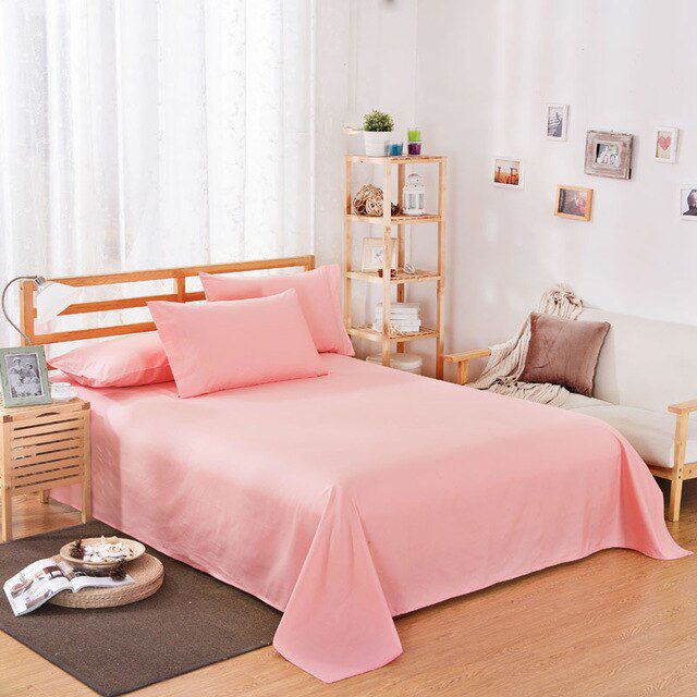 Rich Cotton Plain Bedsheet Set - Pink