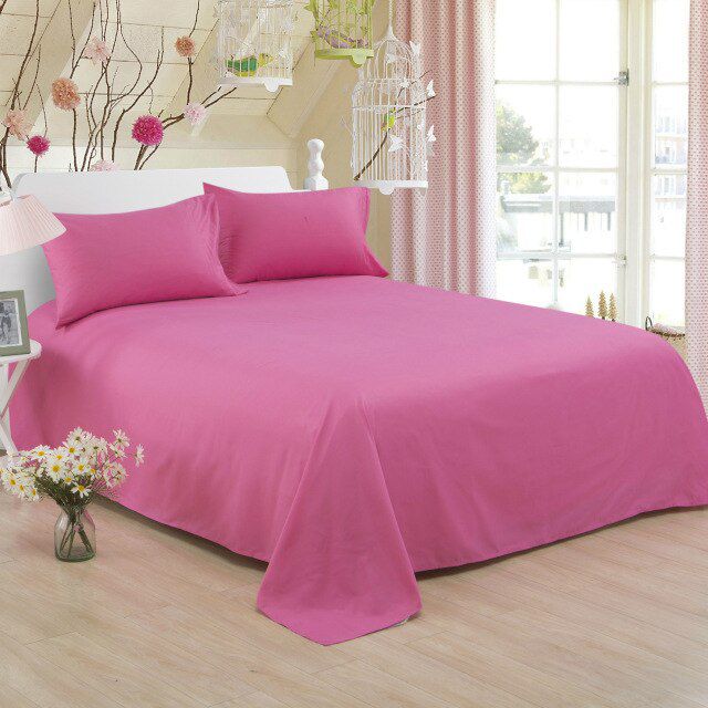 Rich Cotton Plain Bedsheet Set - Rose Pink