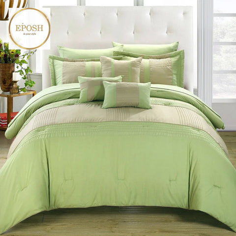 Luxury Pleated Duvet Set - Parrot and Cream