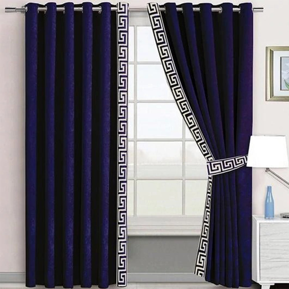 2 Pieces Premium splendid velvet curtain Panels & 2 Belts-Sapphire Blue