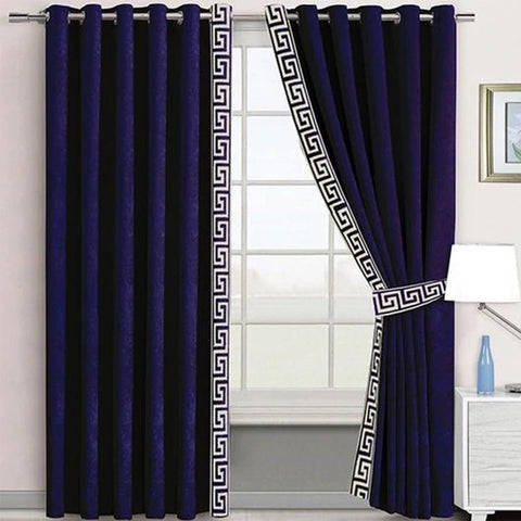 2 Pieces Premium splendid velvet curtain Panels & 2 Belts-Sapphire Blue