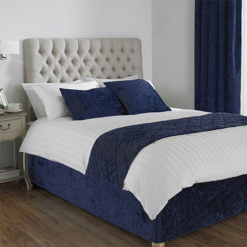 Crushed Velvet Bed Runner with 2 cushion covers Navy