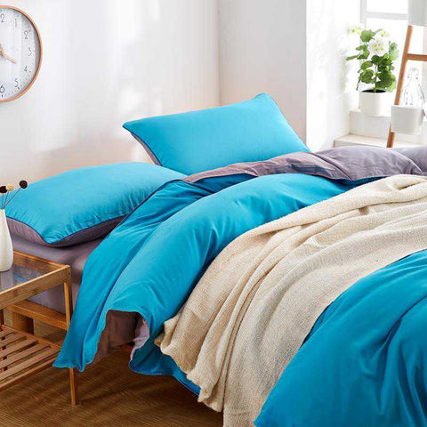Luxury Reversible Bright Blue and Grey Duvet Set