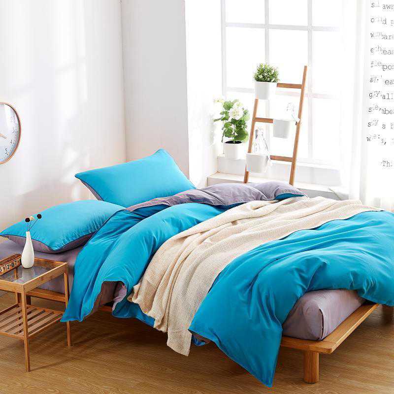 Luxury Reversible Bright Blue and Grey Duvet Set