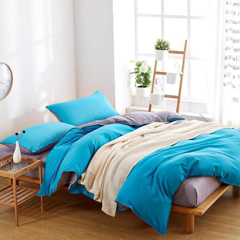 Luxury Reversible Bright Blue and Grey Duvet Set