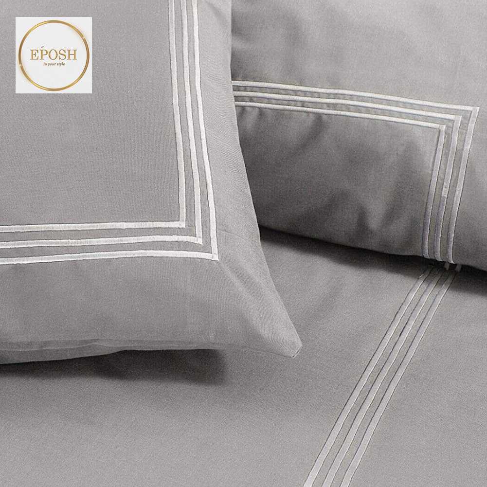 Light Grey Duvet Set With White Tripe Baratta Stitch