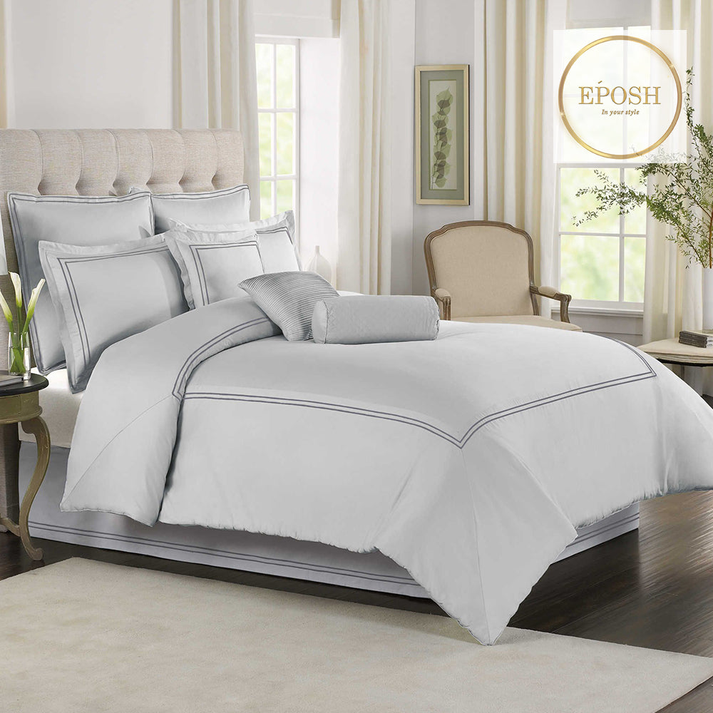 Ligh Grey Duvet Set With Dark Grey Double Baratta Stitch