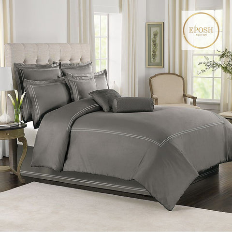 Charocal Grey Duvet Set With White Double Baratta Stitch