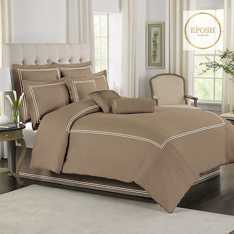 Brown Duvet Set With White Double Baratta Stitch