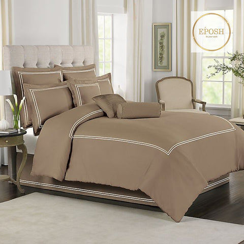 Brown Duvet Set With White Double Baratta Stitch