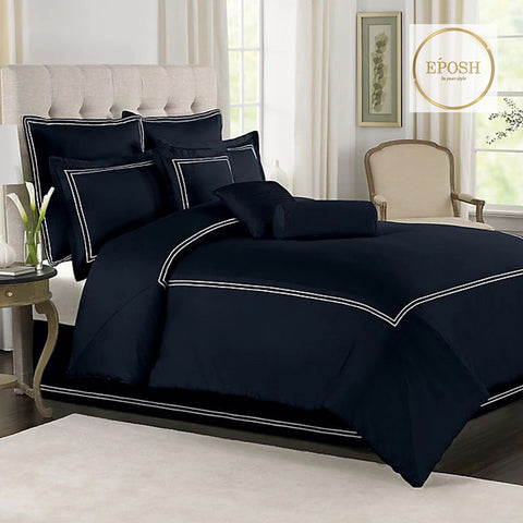 Black Duvet Set With White Double Baratta Stitch