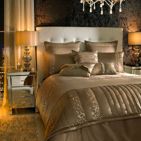Elegant Look Camel Brown Bridal Quilt Set  - 12 Pieces Set with Free Quilt Filling