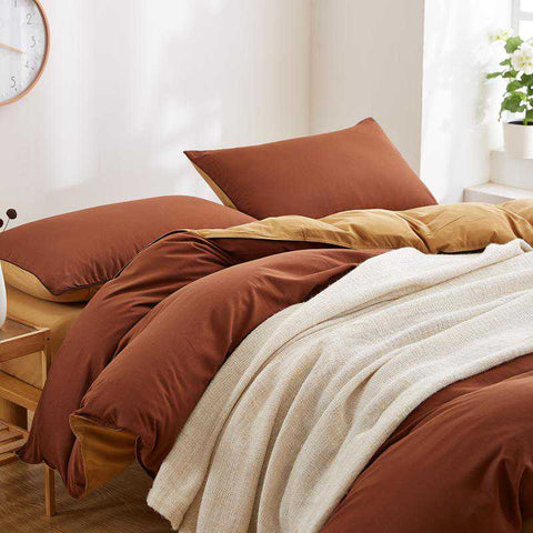 Luxury Reversible Brown And Golden Duvet Set