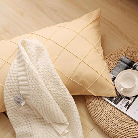 Exotic Embellish Cross Pleated Duvet Set - Mustard Yellow