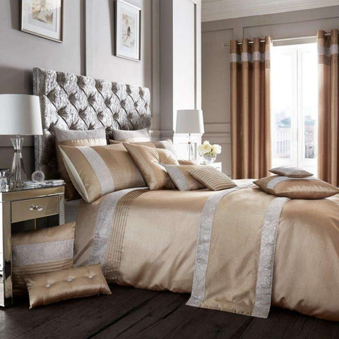 Golden Elegant Bridal Quilt Set - 12 Pieces with Free Quilt Filling