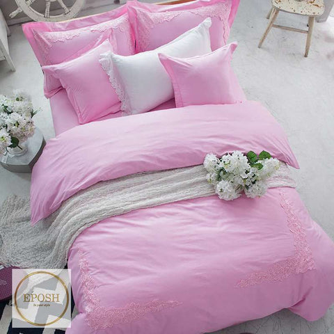 Embroidered Duvet 8 Pieces - Pink