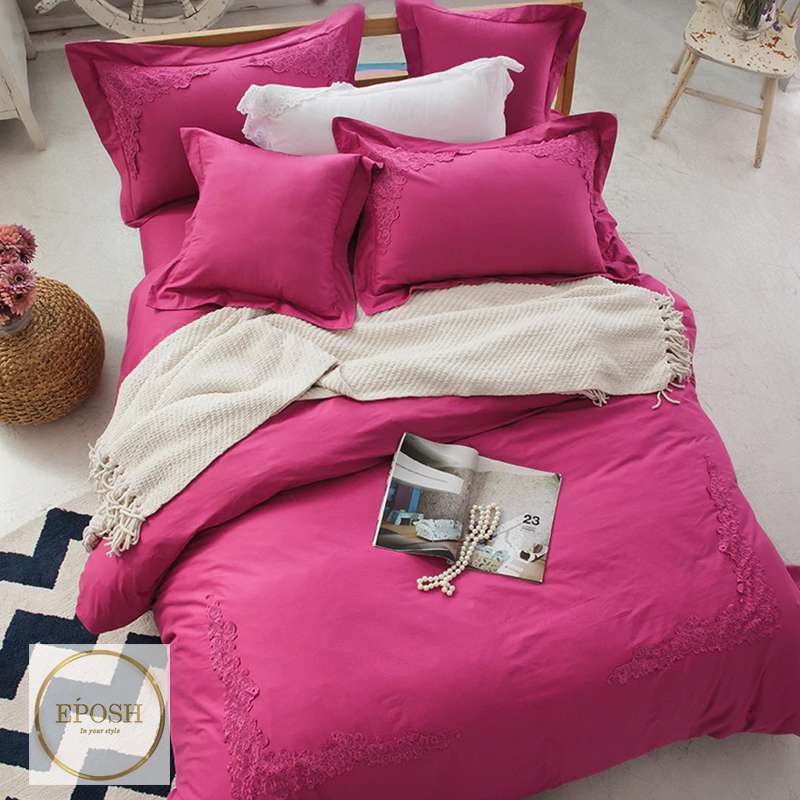 Embroidered Duvet 8 Pieces - Shocking Pink
