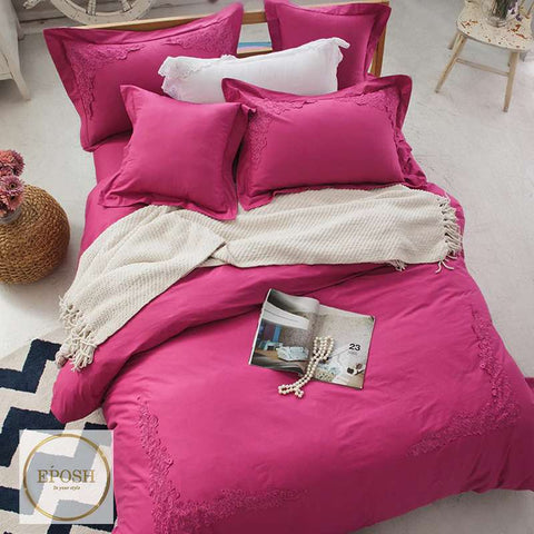 Embroidered Duvet 8 Pieces - Shocking Pink