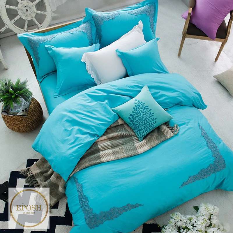 Embroidered Duvet 8 Pieces - Turquoise