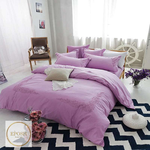 Embroidered Duvet 8 Pieces - Light Purple