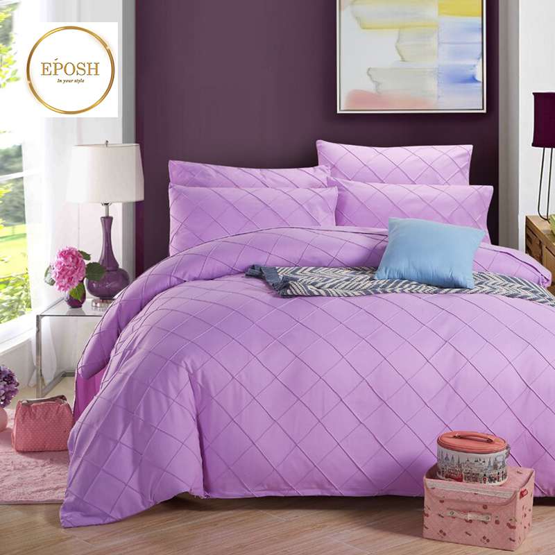 Exotic Embellish Cross Pleated Duvet Set - Bright Purple
