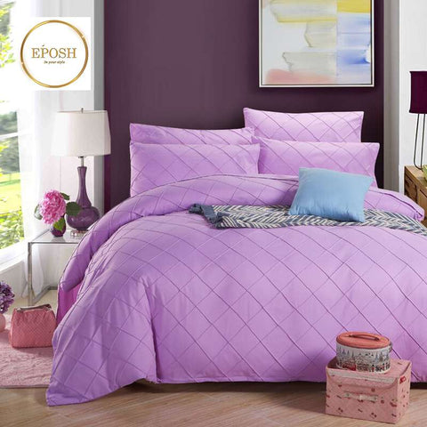 Exotic Embellish Cross Pleated Duvet Set - Bright Purple