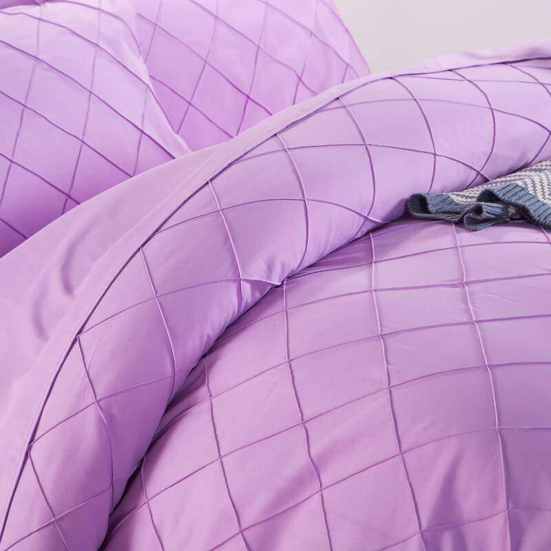 Exotic Embellish Cross Pleated Duvet Set - Bright Purple