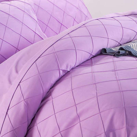 Exotic Embellish Cross Pleated Duvet Set - Bright Purple