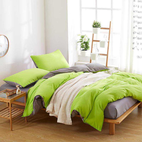 Luxury Reversible Lime Green And Grey Duvet Set