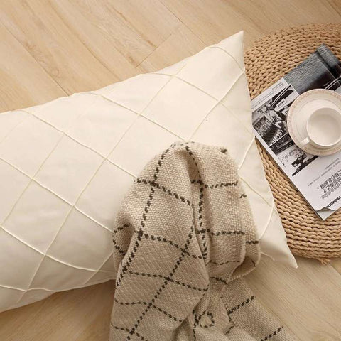 Exotic Embellish Cross Pleated Duvet Set - Cream