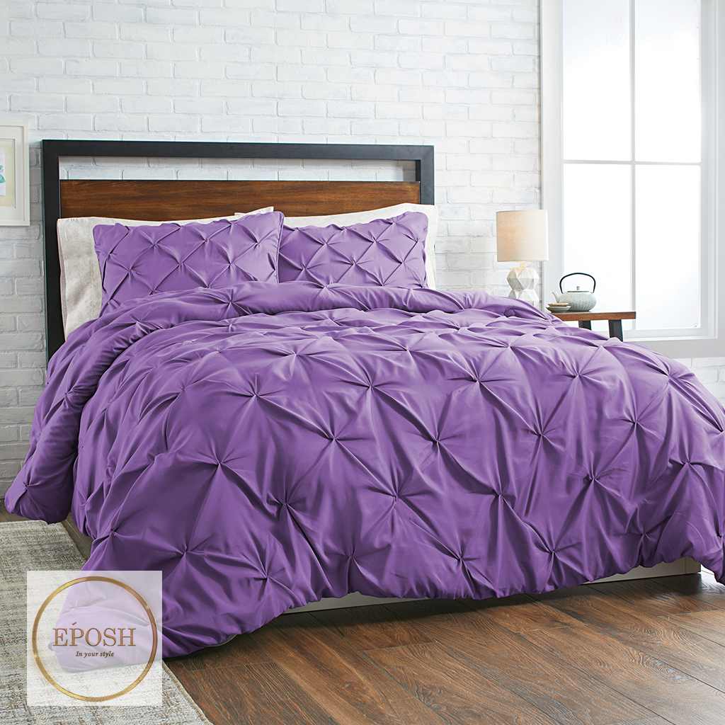 Diamond Pintucks Duvet Set - Light Purple