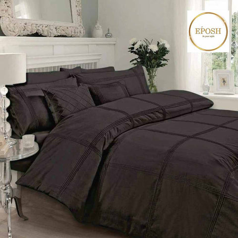 Exotic Embellish Box Pleated Duvet Set - Brown