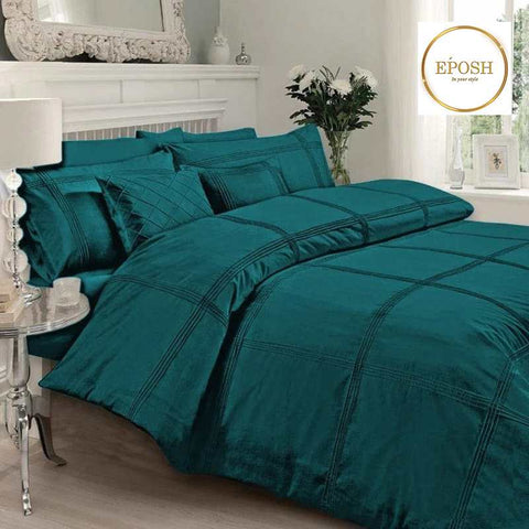 Exotic Embellish Box Pleated Duvet Set - Teal