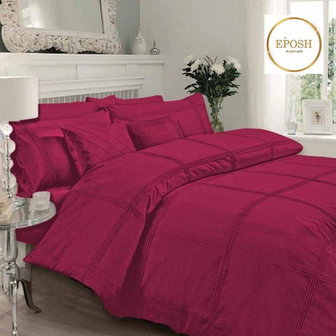 Exotic Embellish Box Pleated Duvet Set - Shocking Pink