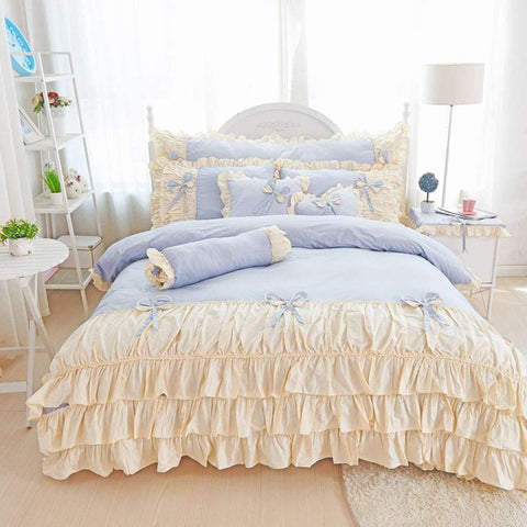 Elegant Ruffle Bridal Quilt Sets - 12 Pieces Set with Free Quilt Filling
