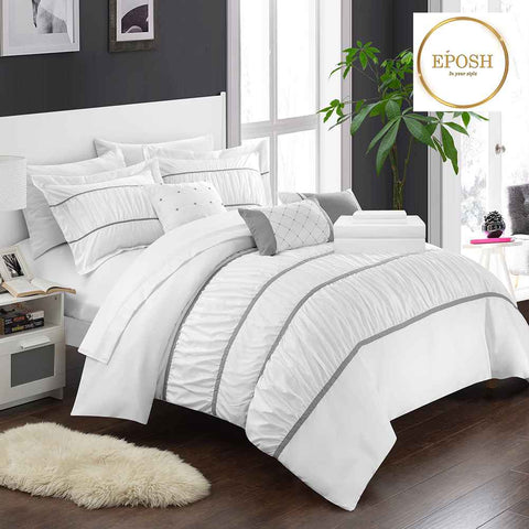 Ruffled Comforter Set - White