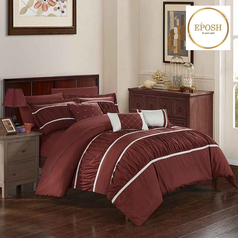 Ruffled Comforter Set - Brick