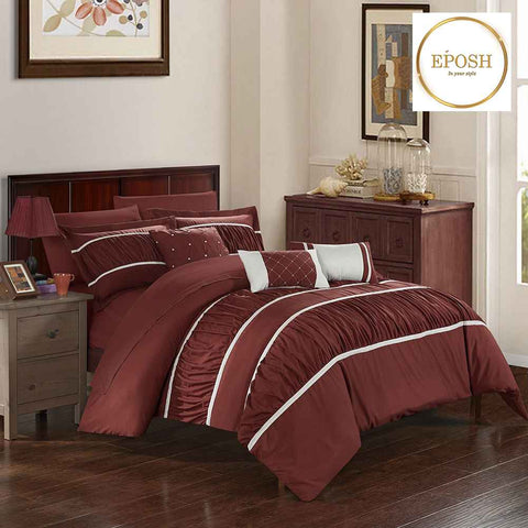 Ruffled Comforter Set - Brick