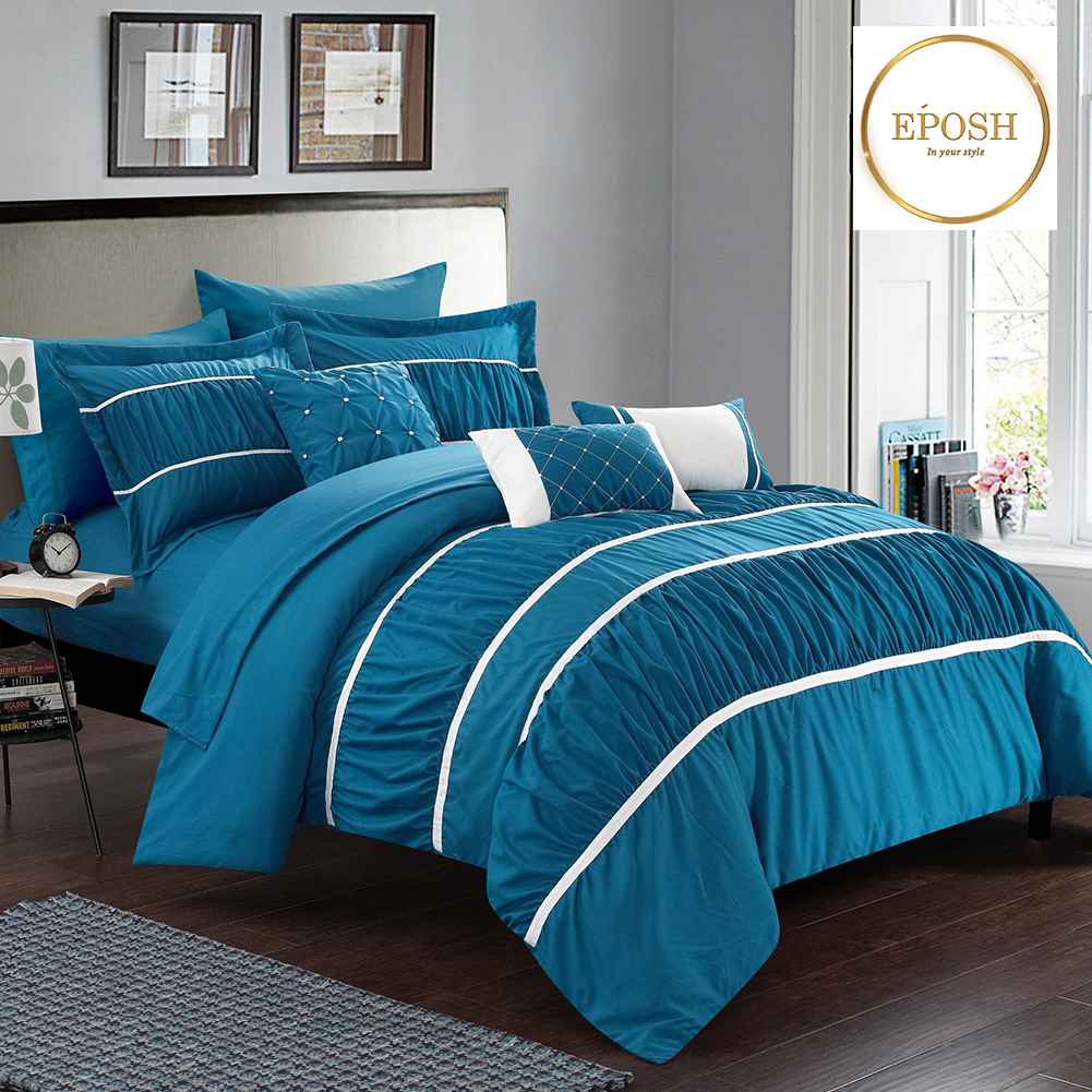 Ruffled Comforter Set - Teal