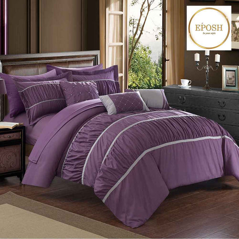 Ruffled Comforter Set - Plum