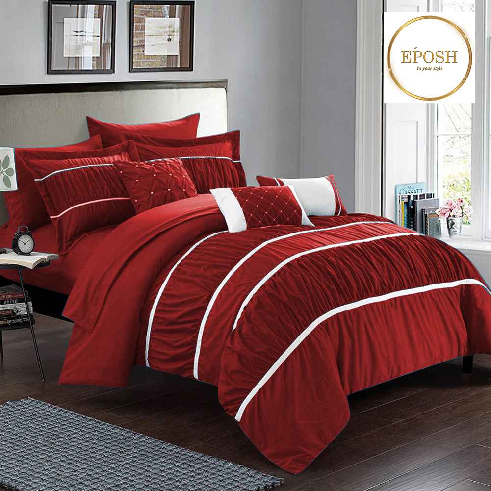 Ruffled Comforter Set - Red