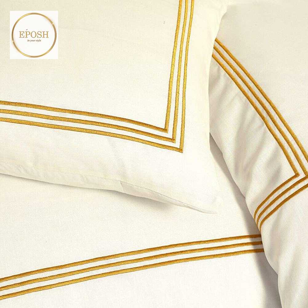 Cream Duvet Set With Golden Tripe Baratta Stitch