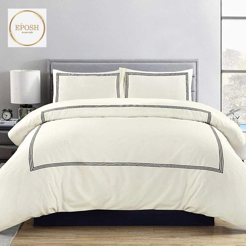 Cream Duvet Set With Black Tripe Baratta Stitch